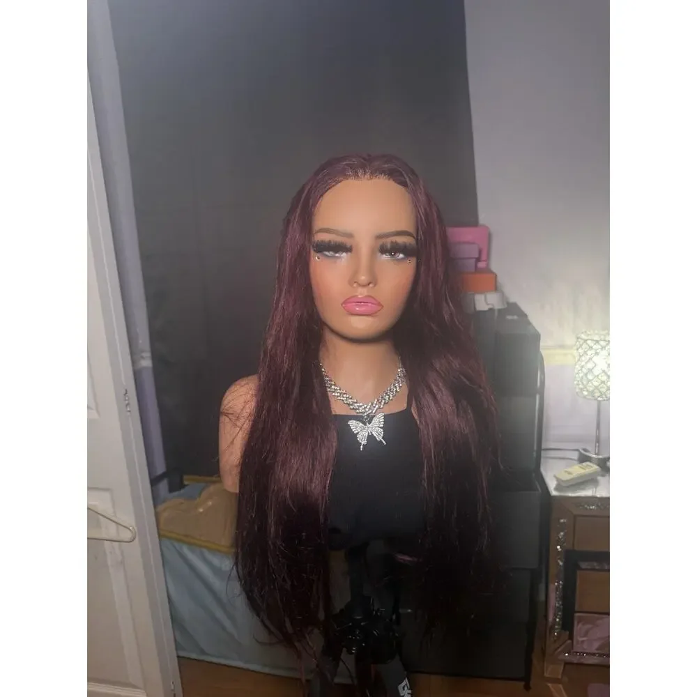 13x4 Wine Burgundy Human Hair Lace Front Wig